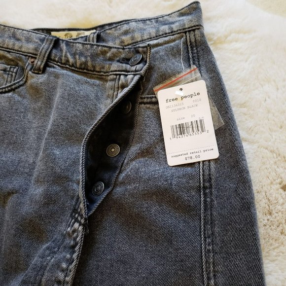 Free People Womens Parker Sulfur Black Denim Mini Frayed Hem Wrap Skirt Size 25 - Picture 7 of 11